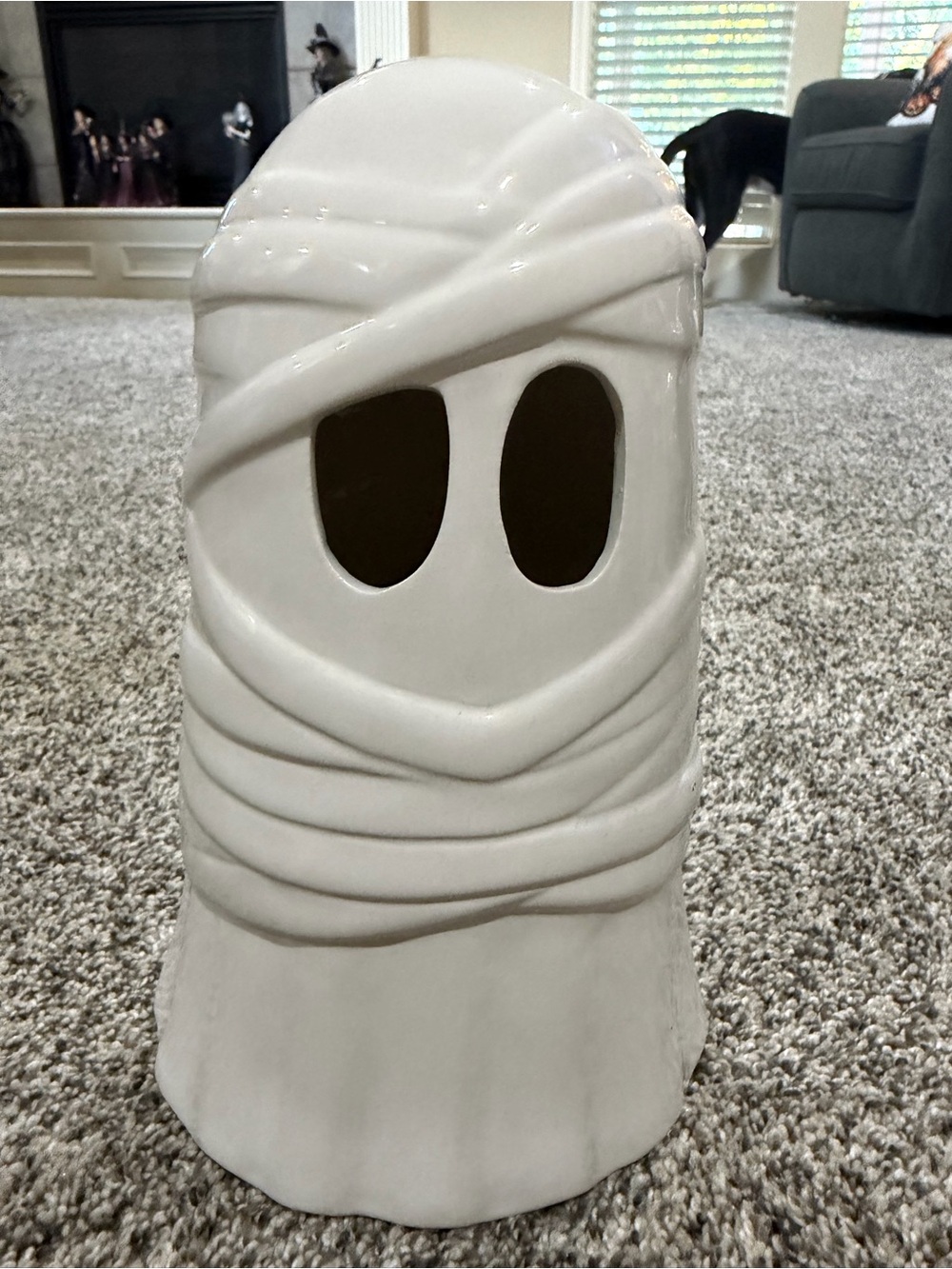 White Ceramic Ghost Figurine Home Art Décor